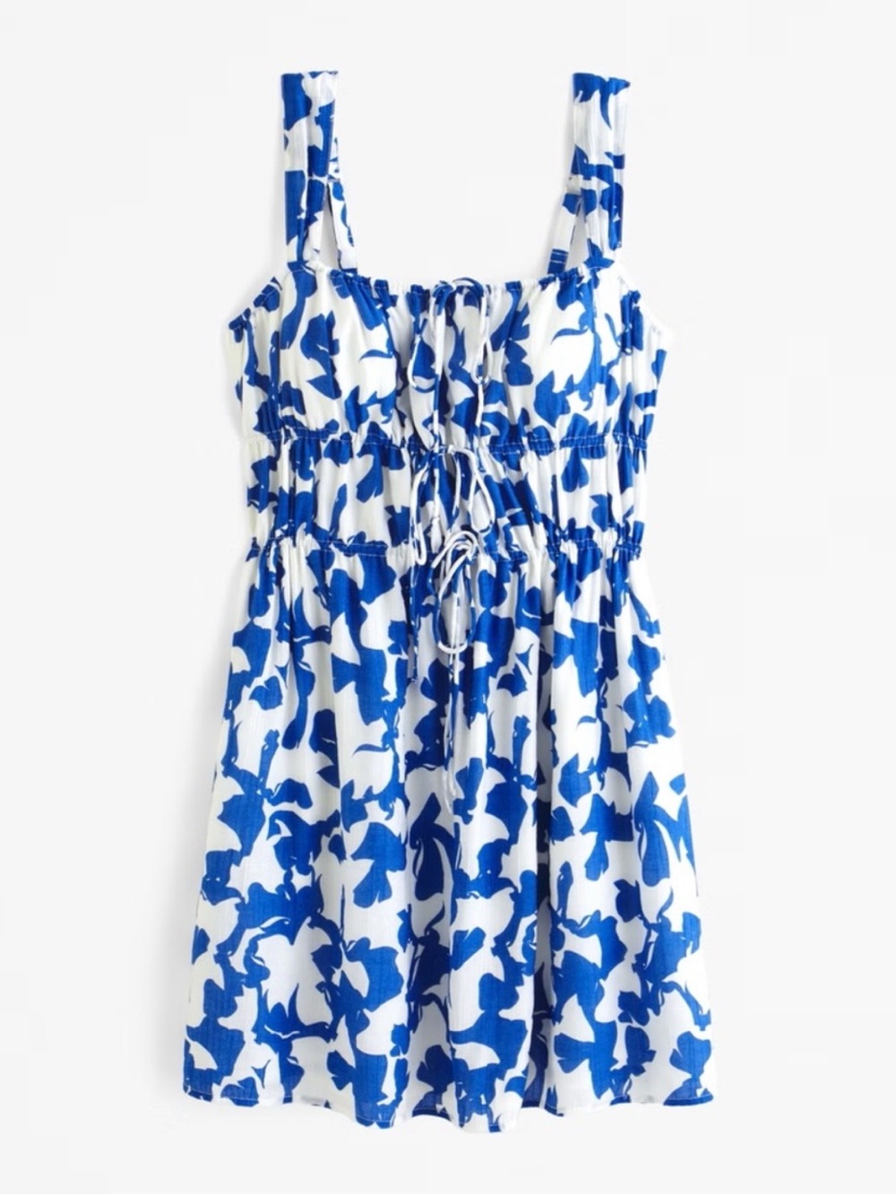 Abercrombie & Fitch Blue White Floral Tie Front Mini Dress Size Large Tall
